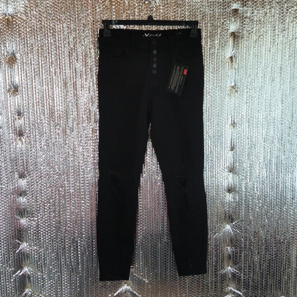 Excuse Black Denim Button Fly Jeans